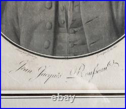 Gravure ancienne de Jean-Jacques Rousseau Portrait historique encadré École