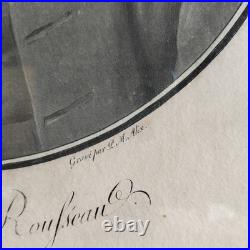 Gravure ancienne de Jean-Jacques Rousseau Portrait historique encadré École