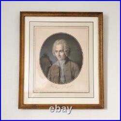Gravure ancienne de Jean-Jacques Rousseau Portrait historique encadré École