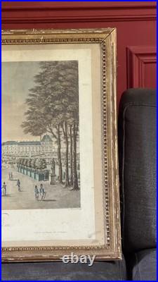 Gravure ancienne rehaussée en couleurs Vue des Tuileries, Vue de Paris N°13
