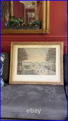 Gravure ancienne rehaussée en couleurs Vue des Tuileries, Vue de Paris N°13