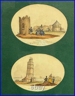 Gravure anglaise XIXème siècle humour estampe scène ruines caricature Angleterre