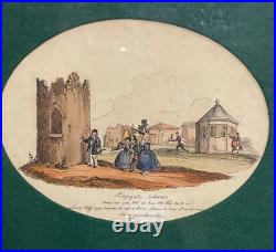 Gravure anglaise XIXème siècle humour estampe scène ruines caricature Angleterre