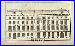 Gravure architecturale ancienne Façade d'un immeuble en 24 Toises France