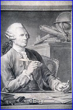 Gravure-d Alembert-encyclopedie-jollain-b. L. Henriquez-globe Terrestre-portrait