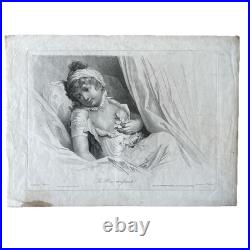 Gravure de AUGUSTIN LE GRAND LA ROSE NAISSANTE DESSINÉ PAR ROUSSEAU