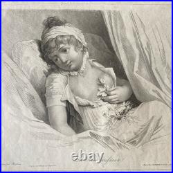 Gravure de AUGUSTIN LE GRAND LA ROSE NAISSANTE DESSINÉ PAR ROUSSEAU
