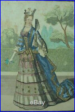 Gravure de mode 17e Portrait Comtesse d'Ayen Marquise de la Vallière H. Bonnart