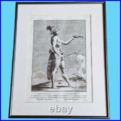 Gravure dessin lithographie estampe Saturiove Indien Timucuas Teodoro Viero