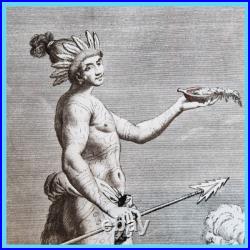 Gravure dessin lithographie estampe Saturiove Indien Timucuas Teodoro Viero