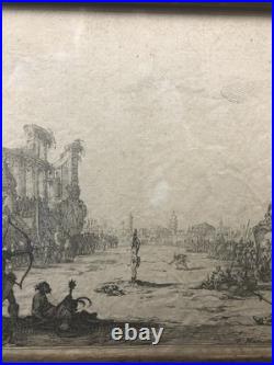 Gravure du XVIIIeme d'après Jacques Callot Le martyre de Saint Sébastien