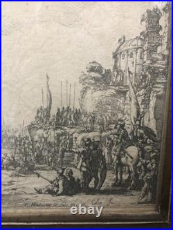 Gravure du XVIIIeme d'après Jacques Callot Le martyre de Saint Sébastien