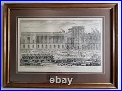 Gravure encadrée de Sébastien Le Clerc, 1677 Construction de la façade du Louvre Gravure encadrée de Sébastien Le Clerc, 1677 Construction de la façade du Louvre