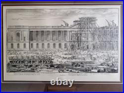 Gravure encadrée de Sébastien Le Clerc, 1677 Construction de la façade du Louvre Gravure encadrée de Sébastien Le Clerc, 1677 Construction de la façade du Louvre