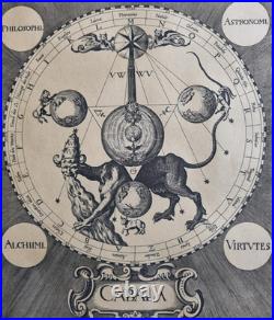 Gravure ésotérique XIXe Cabala, Custos, 48x63cm, papier Auvergne filigrané