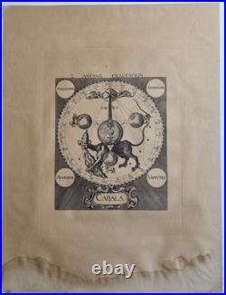 Gravure ésotérique XIXe Cabala, Custos, 48x63cm, papier Auvergne filigrané