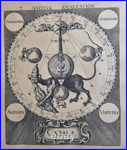 Gravure ésotérique XIXe Cabala, Custos, 48x63cm, papier Auvergne filigrané