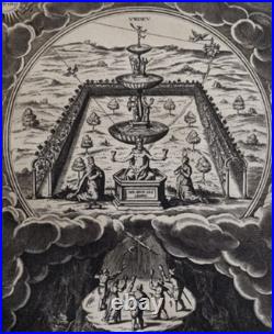 Gravure ésotérique XIXe Multiplication, Custos, Cabala papier filigrané 48x63 cm