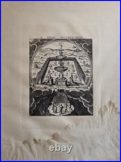 Gravure ésotérique XIXe Multiplication, Custos, Cabala papier filigrané 48x63 cm