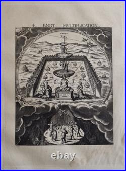 Gravure ésotérique XIXe Multiplication, Custos, Cabala papier filigrané 48x63 cm