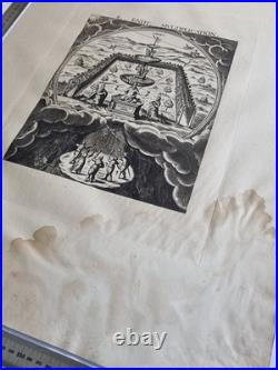 Gravure ésotérique XIXe Multiplication, Custos, Cabala papier filigrané 48x63 cm