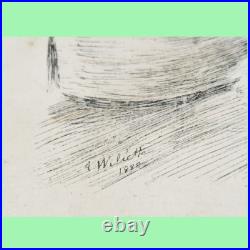 Gravure estampe lithographie Adolphe Willette agression femme par chat 1888