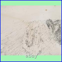 Gravure estampe lithographie Adolphe Willette agression femme par chat 1888