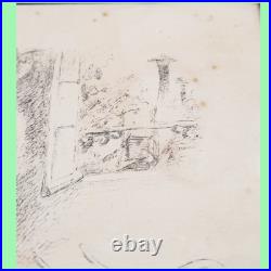 Gravure estampe lithographie Adolphe Willette agression femme par chat 1888