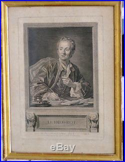 Gravure fin 18ème Diderot par Henriquez & Vanloo Langres Haute Marne