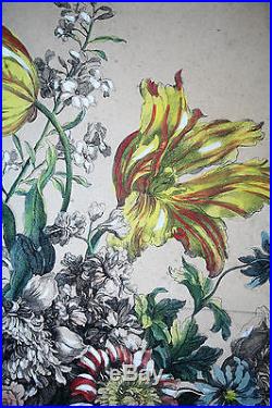 Gravure-jean Baptiste Monnoyer-jean Baptiste De Poilly-corbeille-fleur-tulipe