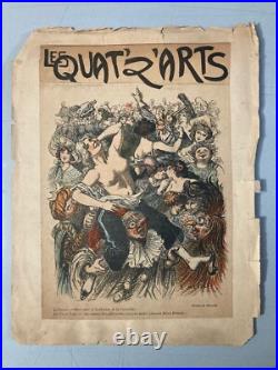 Gravure lithographie 1920 Affiche Bal Des Quat'z'arts Beaux Art Paris Collage