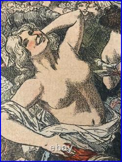 Gravure lithographie 1920 Affiche Bal Des Quat'z'arts Beaux Art Paris Collage