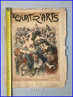 Gravure lithographie 1920 Affiche Bal Des Quat'z'arts Beaux Art Paris Collage Gravure lithographie 1920 Affiche Bal Des Quat'z'arts Beaux Art Paris Collage