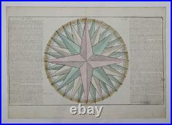 Gravure originale Abbé Clouet Rose des vents 1764