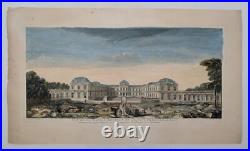 Gravure originale J. Rigaud Vue de la maison Royal de Clagny Circa 1730