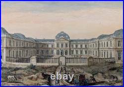 Gravure originale J. Rigaud Vue de la maison Royal de Clagny Circa 1730