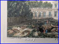 Gravure originale J. Rigaud Vue de la maison Royal de Clagny Circa 1730