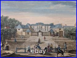 Gravure originale J. Rigaud Vue du Château de St-Ouen Circa 1730