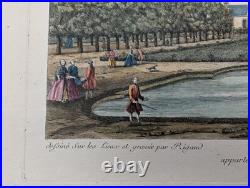 Gravure originale Jacques Rigaud Vue du château de Berny Circa 1730
