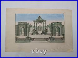 Gravure originale Rigaud Tonnelle dans les jardins de Bellevue Circa 1730 Gravure originale Rigaud Tonnelle dans les jardins de Bellevue Circa 1730