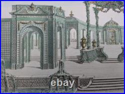 Gravure originale Rigaud Tonnelle dans les jardins de Bellevue Circa 1730 Gravure originale Rigaud Tonnelle dans les jardins de Bellevue Circa 1730