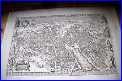 Gravure-plan-carte-vue De Paris En 1618-c. J. Visscher-papier Arches-19 Ou 20 Eme