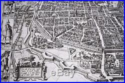 Gravure-plan-carte-vue De Paris En 1618-c. J. Visscher-papier Arches-19 Ou 20 Eme