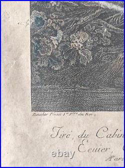 Gravure sur papier La chasse signé Jacques Firmin Beauvarlet (1731-1797)