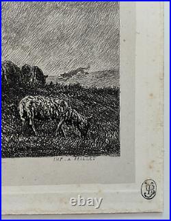 Guet du Chien GRAVURE Eau Forte DAUBIGNY Beillet coll. Beurdeley XIX°