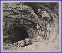 Gustave COURBET Grotte de la Loue, GRAVURE signée, Durand Ruel, 1873