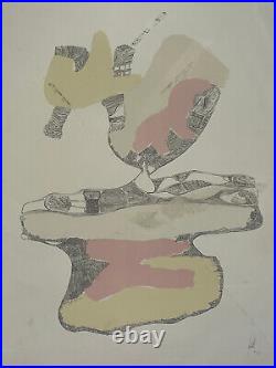 HANS FISCHLI Spuren auf Weissem Grund LITHOGRAPHIE 17/150 Estampe 1973