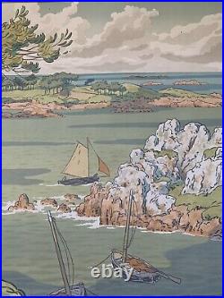HENRI RIVIERE gravure lithographie bretonne bretagne marine 1900 Lîle