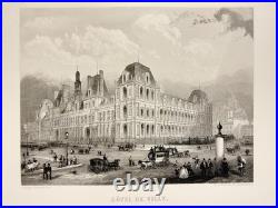 HOTEL DE VILLE 1867 LITHOGRAPHIE Paris Architecture Art Gravure Historique RARE