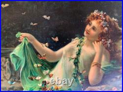 Hans Zatzka (1859-1945) Rare Chromolithographie Les Nymphes Vers 1900 Hans Zatzka (1859-1945) Rare Chromolithographie Les Nymphes Vers 1900